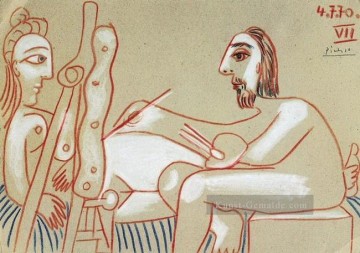 Der Künstler und sein Modell 3 1970 Abstrakter Akt Ölgemälde